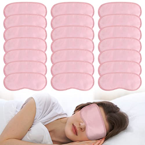 100 Pieces Pink Silk Sleep Eye Mask with Adjustable Elastic Strap D299