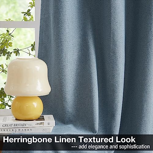 Natural Linen Blackout Curtains 84 inch Long, 2pcs, Ivory X981365