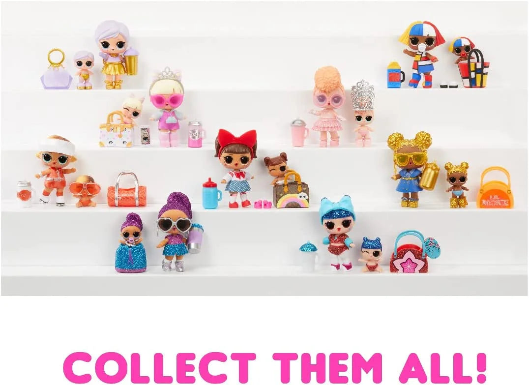 LOL Surprise! Confetti Pop Birthday Sisters doll with Lil Sister, 10 surprises, accessories, limited edition doll, present box packaging W3233