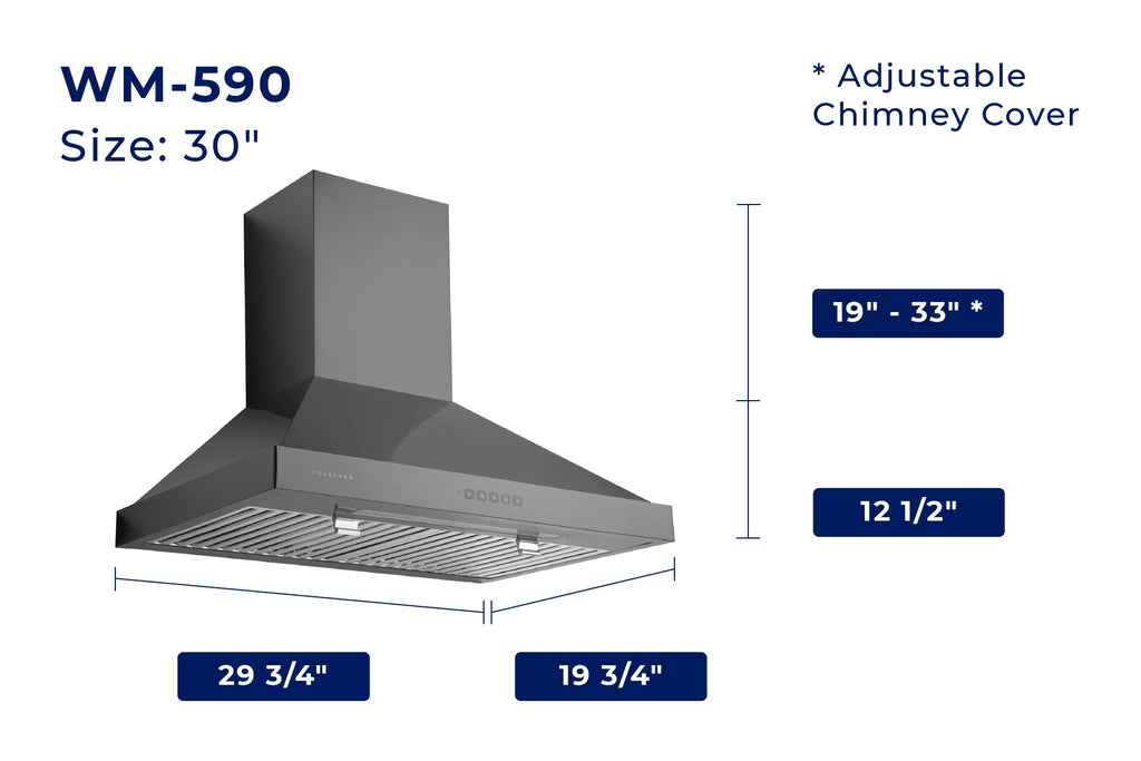 30 in. Convertible Wall-Mounted Range Hood, Black Stainless Steel Z435744