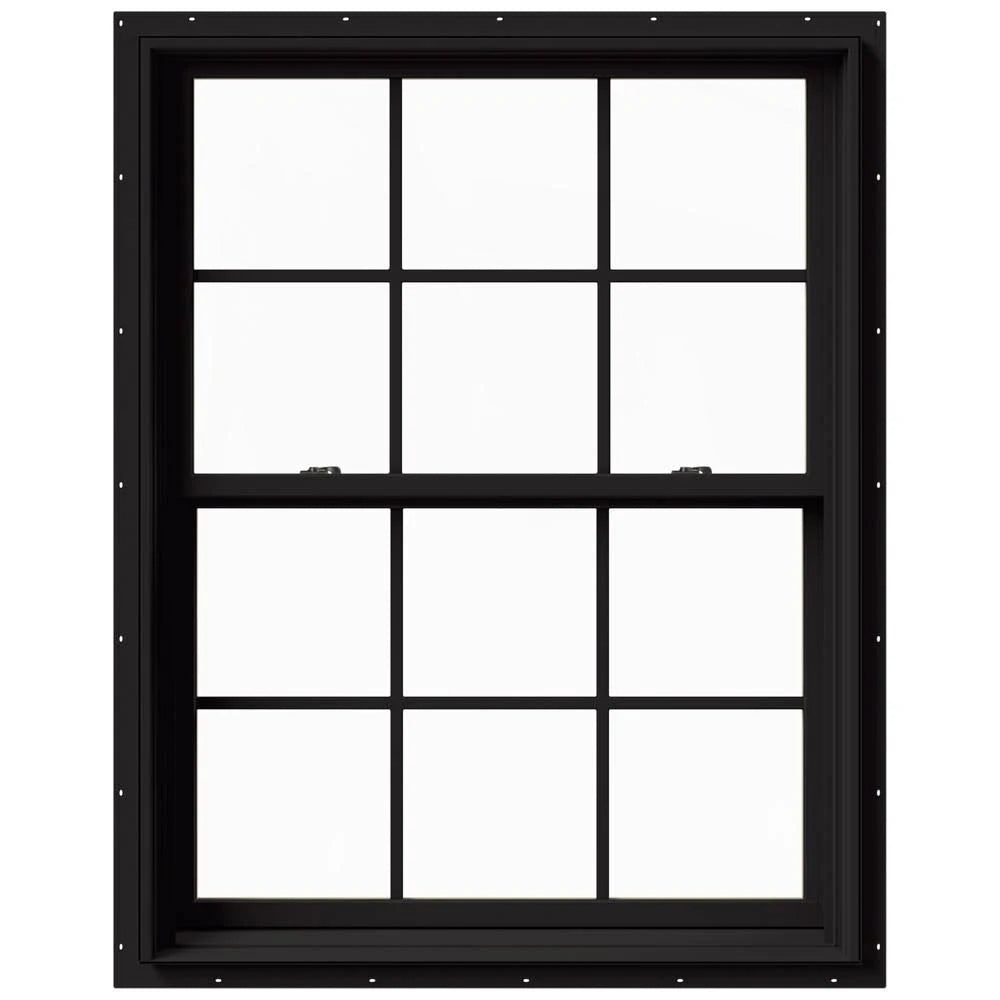 Black Painted Clad Wood Double Hung Window with Screen M250