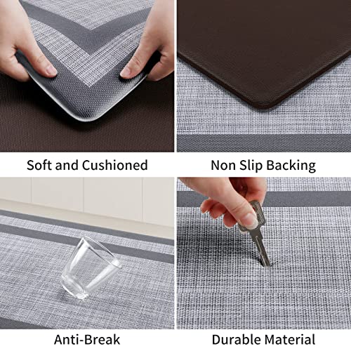 2 PCS Black and Gray Anti-Fatigue Kitchen Mat W774954