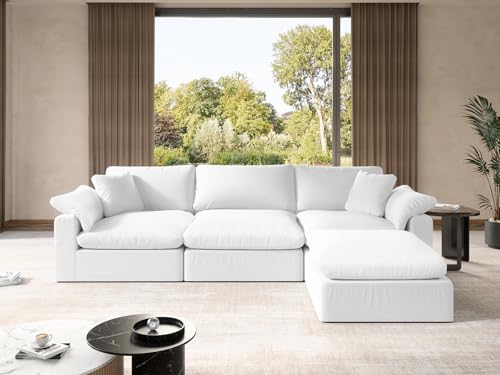 White U-Shaped Sectional Sofa with Detachable Covers T524469