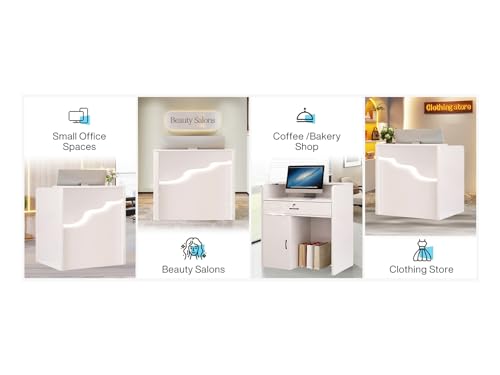 White Reception Desk with Drawers I1682