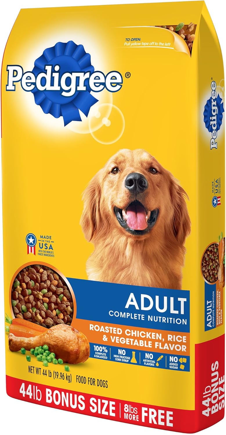 Pedigree Adult Roasted Chicken, Rice & Vegetable Flavor Dry Dog Food 44 Pounds R626
