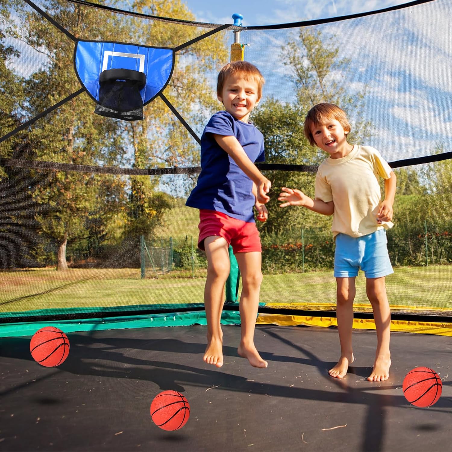 Waterproof Trampoline Basketball Hoop Set with Mini 3 Basketballs and Pump G4093
