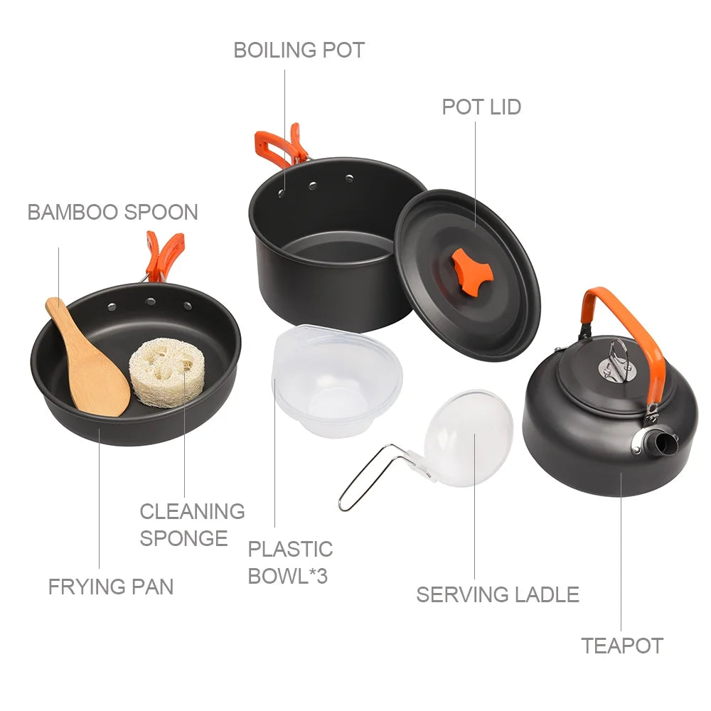 10 Piece Aluminum Camping Mess Kit Z674