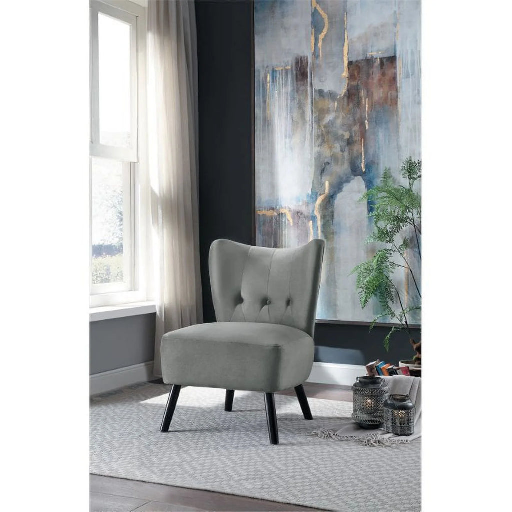 Gray Velvet Accent Chair J609