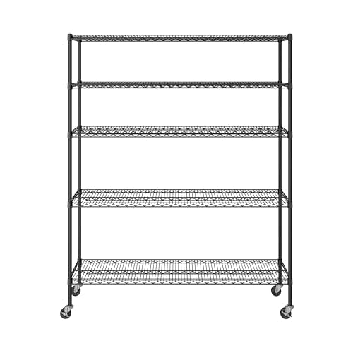 Black 5-Tier Solid Steel Wire Rack Storage Unit O60902