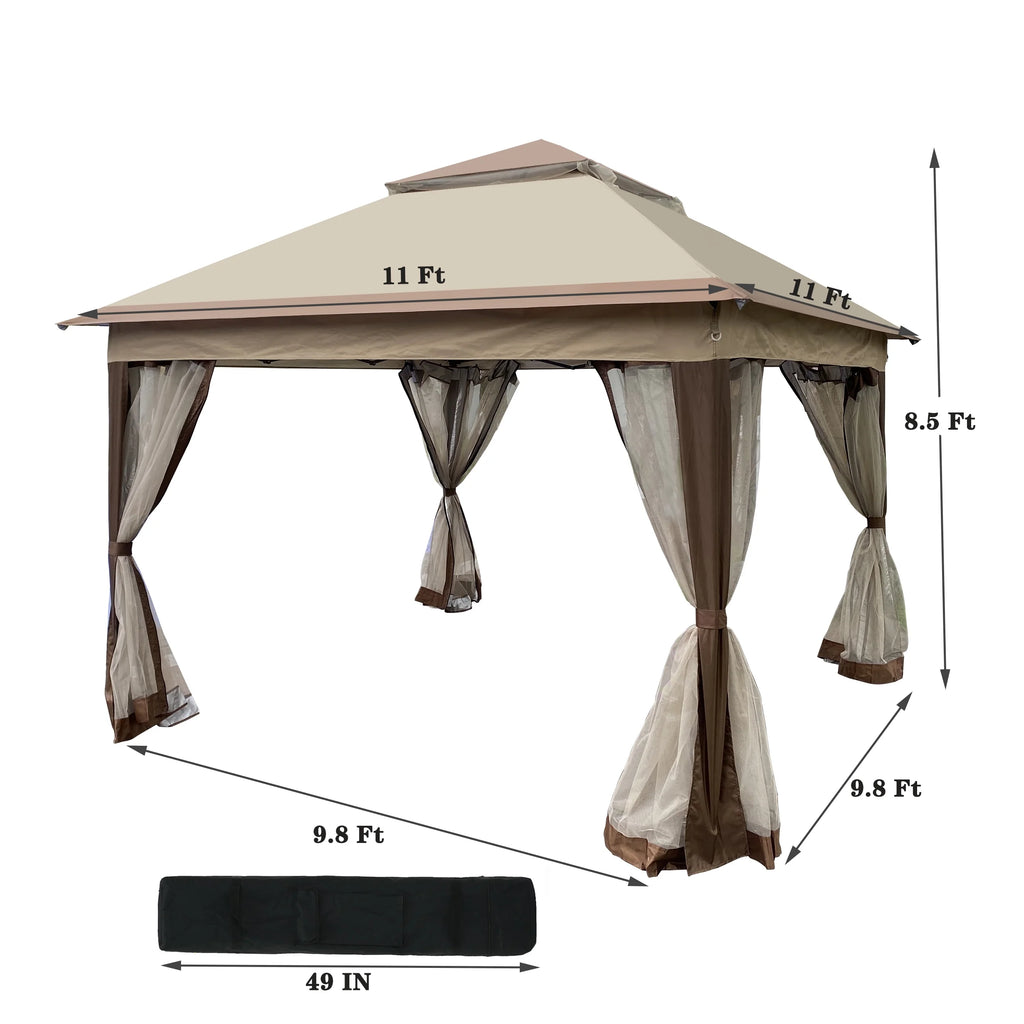 Coffee Pop Up Gazebo Canopy with Removable Zipper Netting N112437