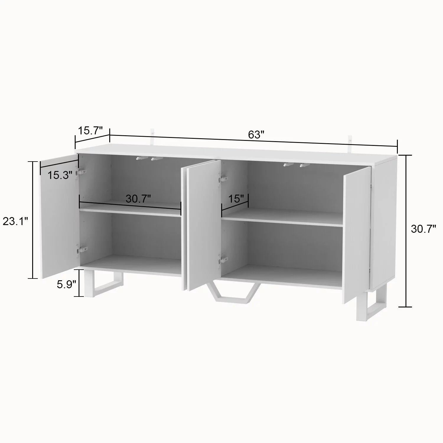 63 inch Sideboard with Pop-Up Doors Y972