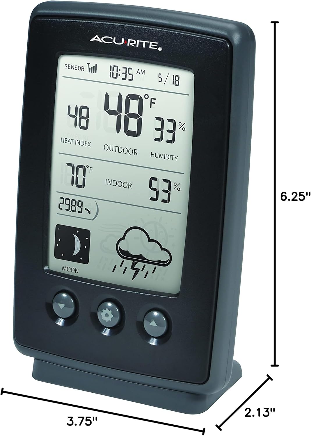 Black Digital Weather Forecaster with Indoor/Outdoor Temperature and Humidity H2441