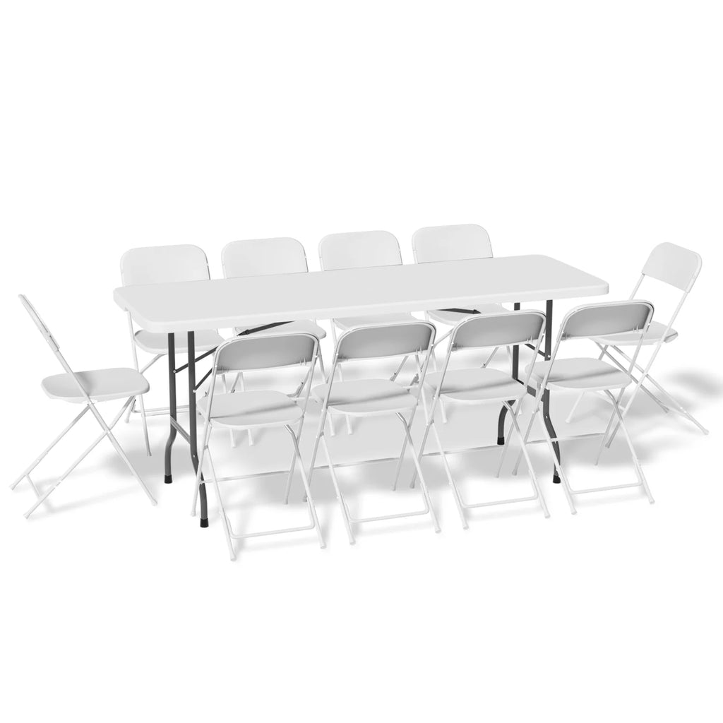 11-Piece 6 Ft Folding Dining Table with Chairs Set, White J149784
