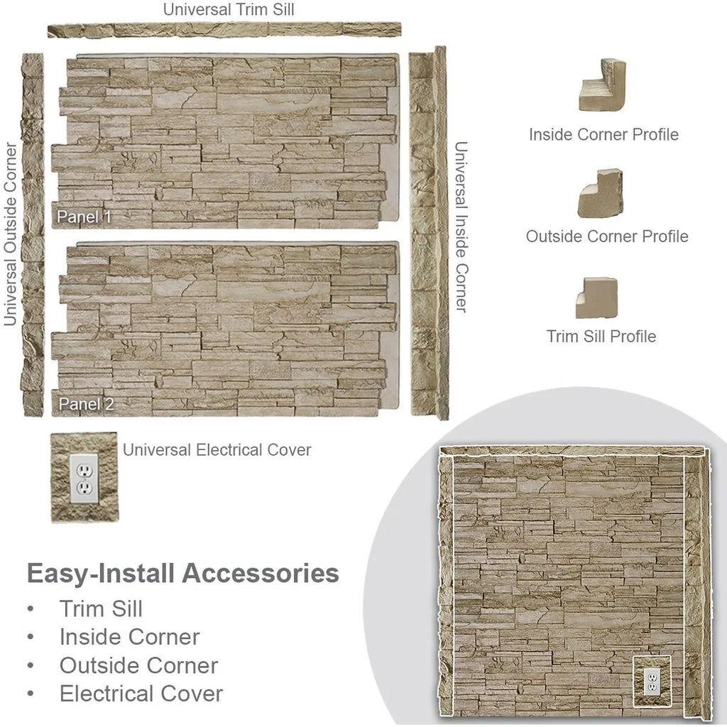 45 3/4"W x 24 1/2"H x 1 1/4"D Autumn Bronze Faux Stone Siding Panel W483