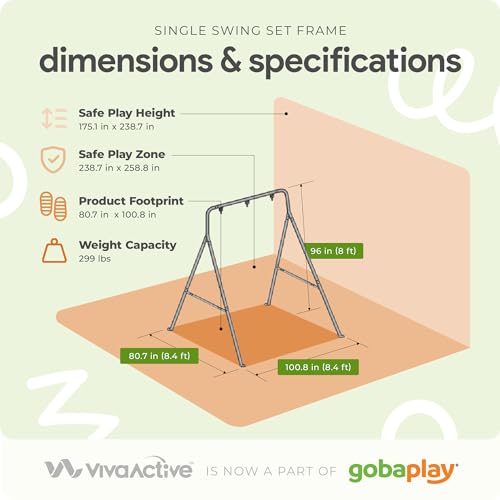 6.7’ x 8.4’ Single Swing Set Frame with 39” Round Platform Tree Swing B7456