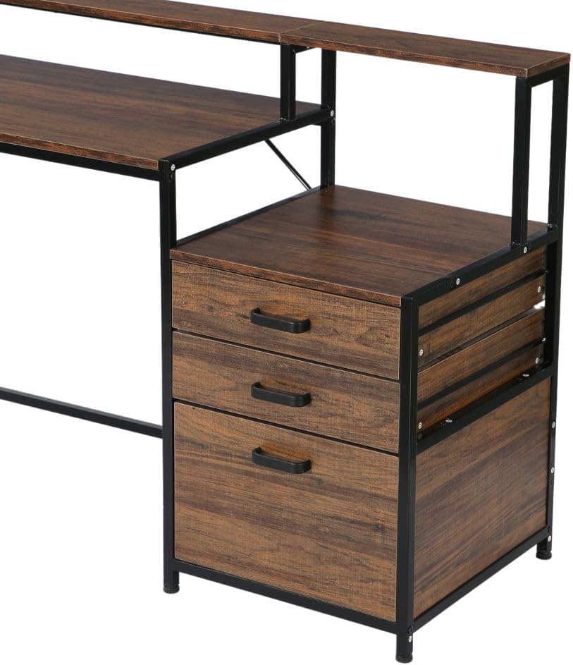 63 Inch Computer Desk with Drawers & Monitor Stand F8994