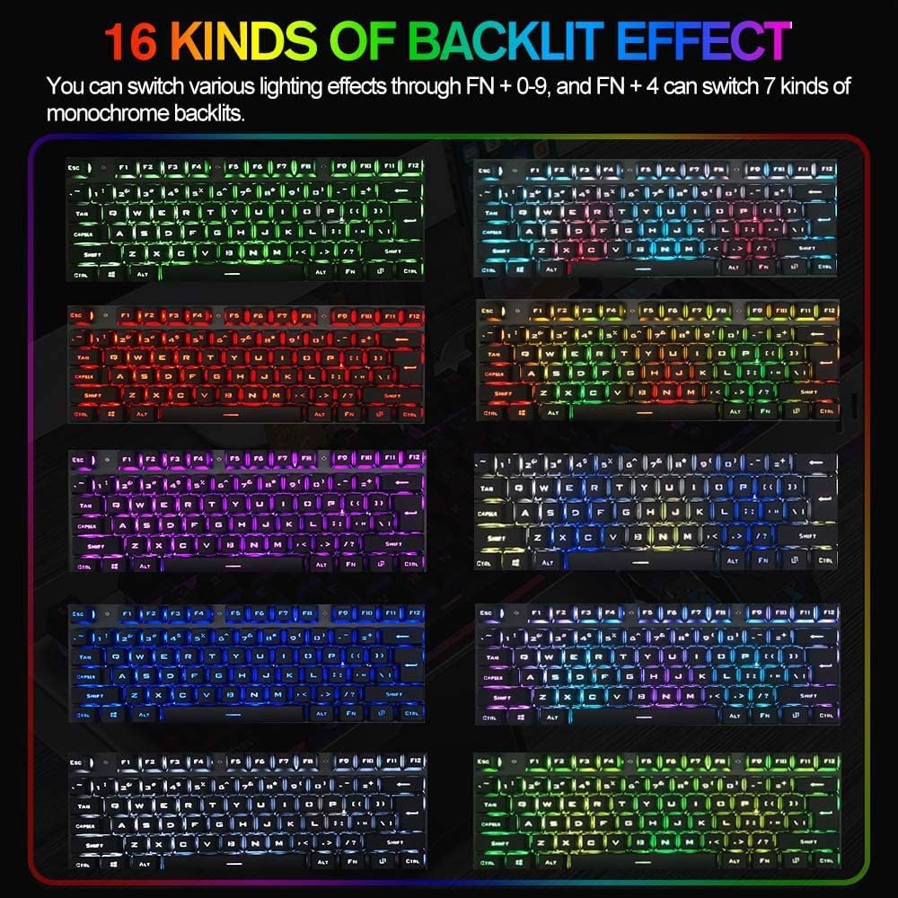 Wired Game Keyboard and Mouse Combo with RGB LED Backlit Mechanical Feel Keyboard and 6 Button 3200 DPI Mice and Large RGB Mouse Pad U13082