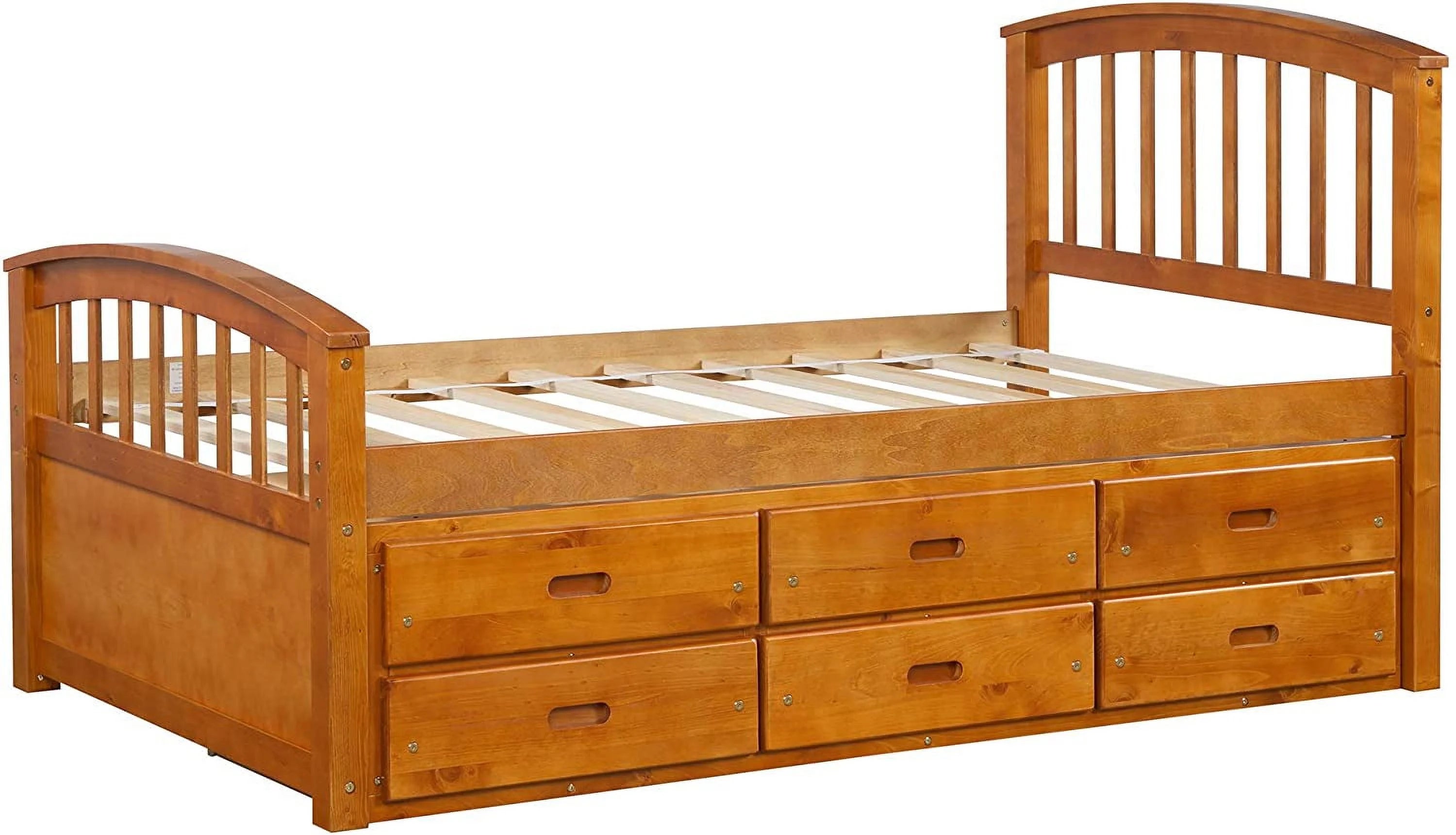 Twin Size Wood Platform Storage Bed with 6 Drawers G49579