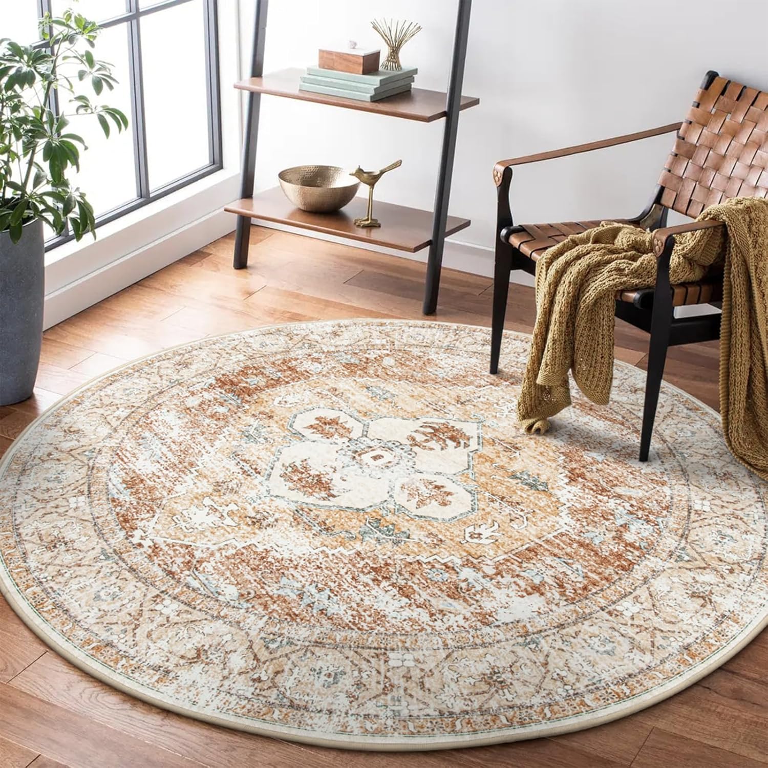 6Ft Washable Round Non-Slip Area Rug O3384