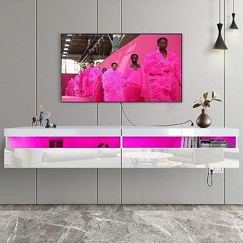71" Floating TV Stand with Led Lights and Power Outlet J721843