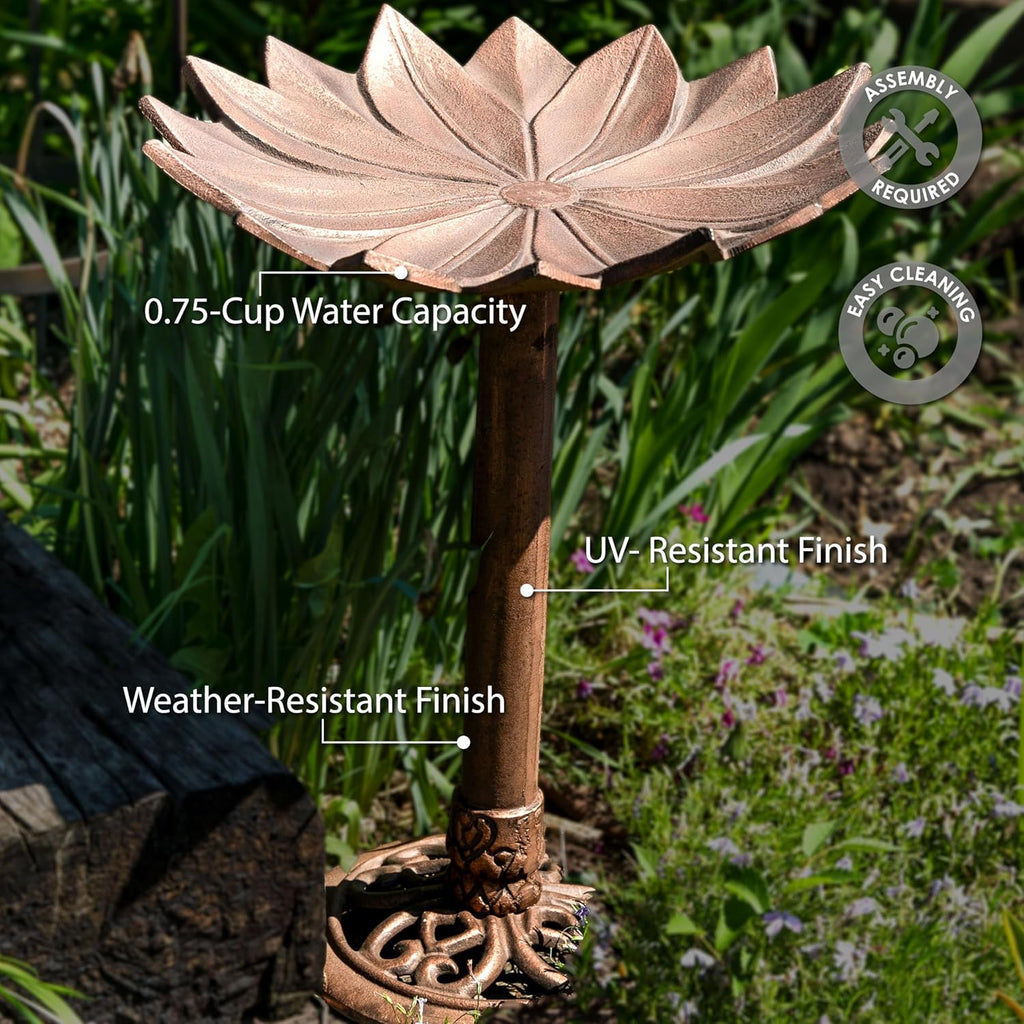 Copper Patina Cast Aluminum Bird Bath Q86297
