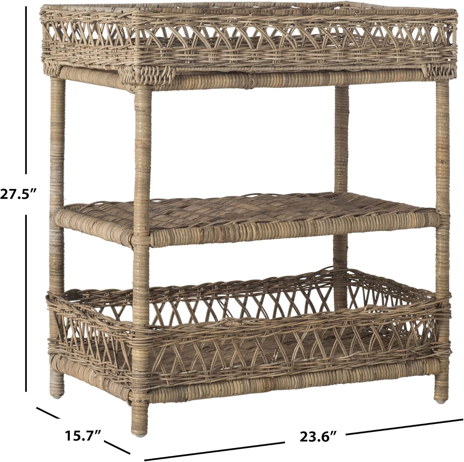 Natural Wicker 3 Tier Accent Table H636302