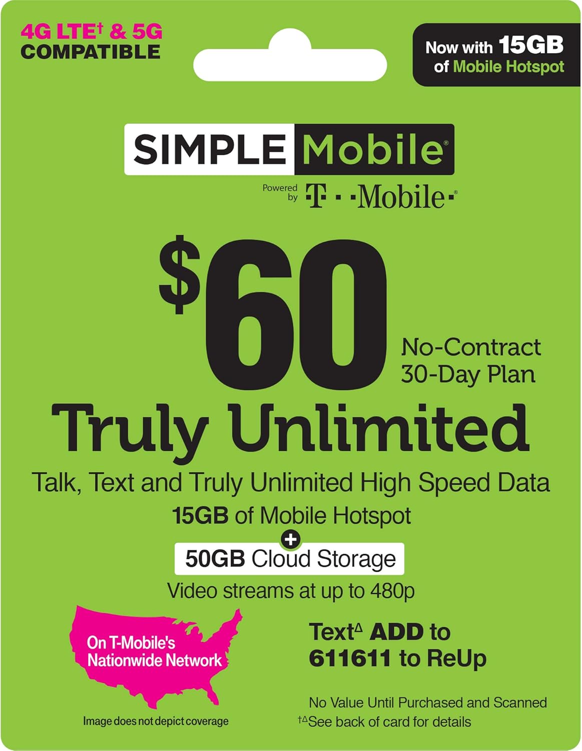 $60 Unlimited Talk Text Data Plan P7459