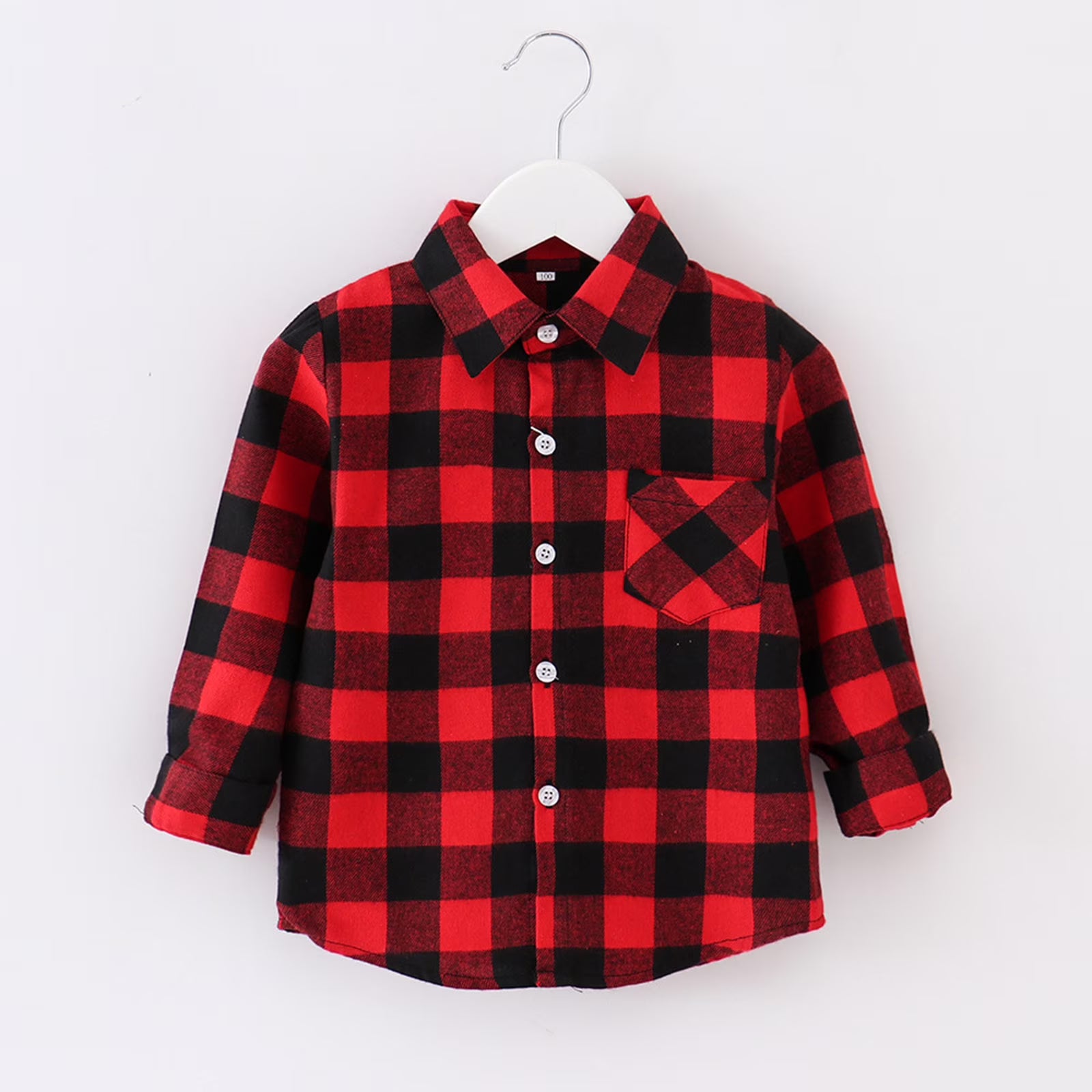 Boys Plaid Flannel Long Sleeve Button Down Coat V19283