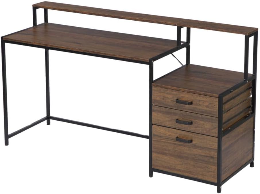 63 Inch Computer Desk with Drawers & Monitor Stand F8994