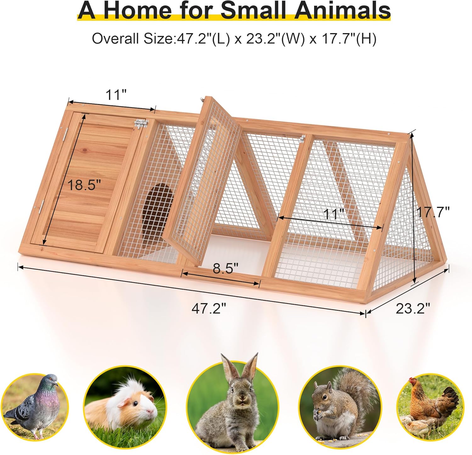 Wooden Triangle Quail Hutch with Ventilating Wire K853