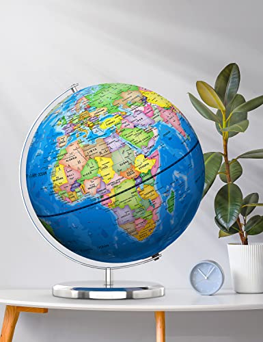 13" Illuminated World Globe with Stand and HD Printed Map I564053