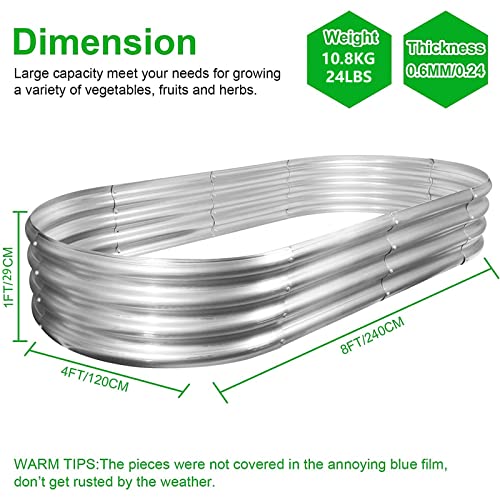 2Pack Raised Garden Bed 6×3×1FT Galvanized Oval Large Steel Planter Box M989