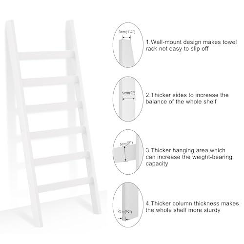 White 6 Tier Bamboo Blanket Ladder I977