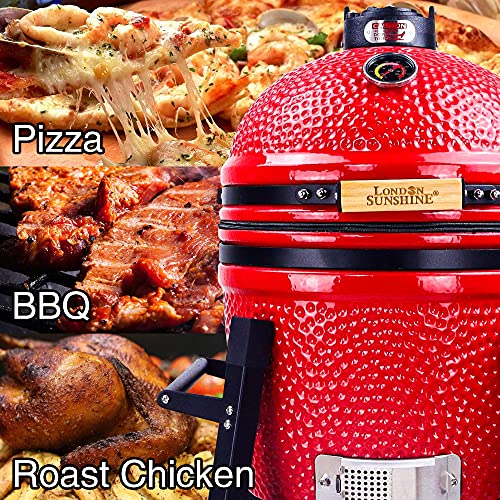 15" Ceramic Charcoal BBQ Grill and Smoker with Stainless Steel Grates S133341
