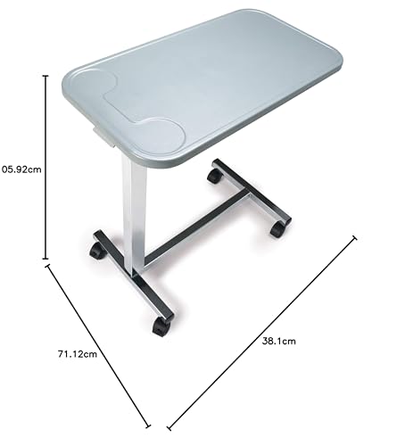 Dark Grey Adjustable Overbed Table with Wheels Y72873