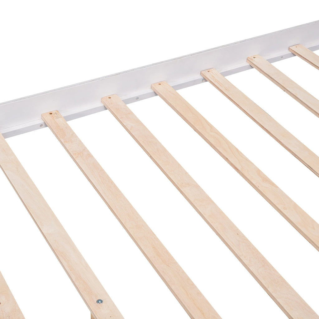 White Queen Size Platform Bed Frame with Storage P566950
