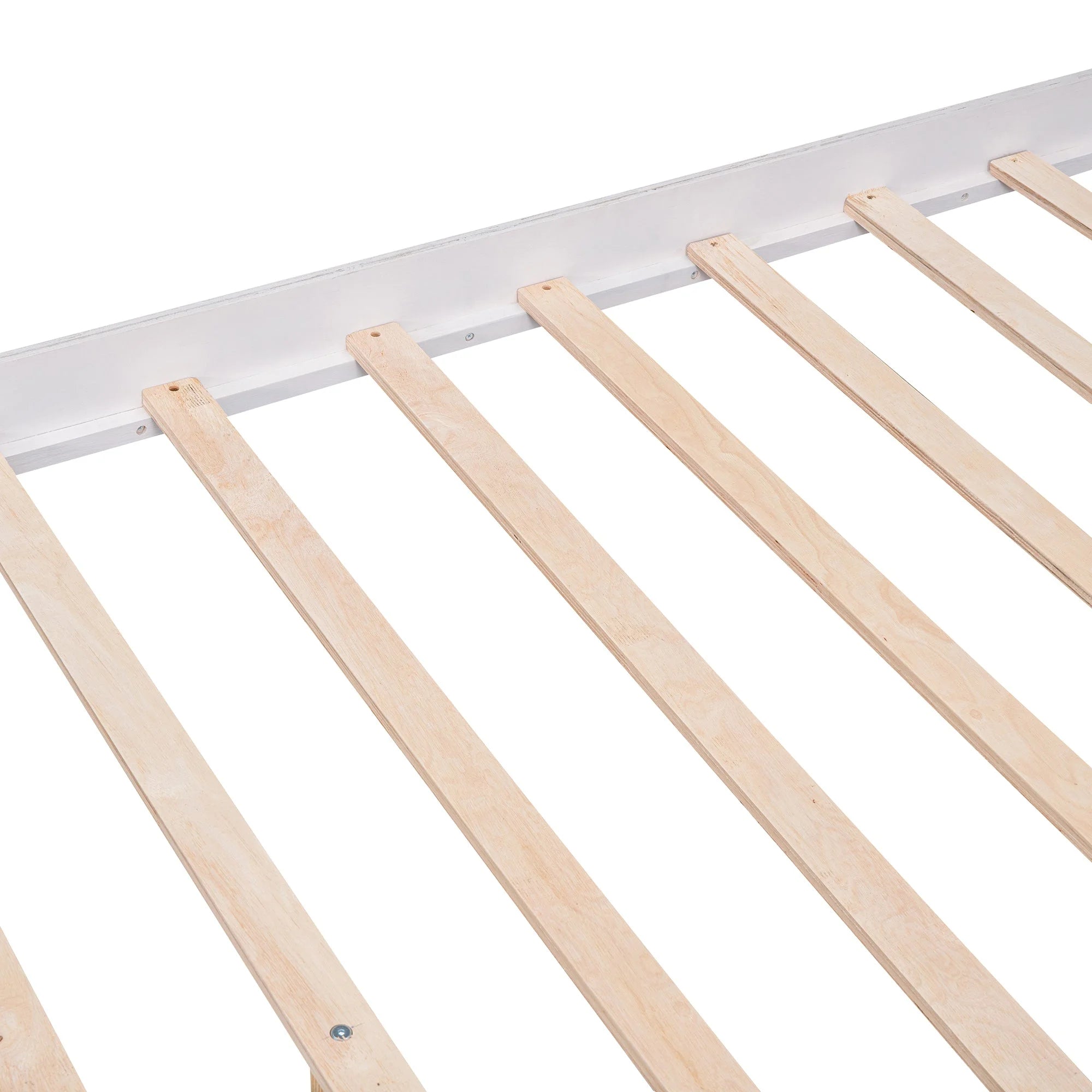 White Queen Size Platform Bed Frame with Storage P566950