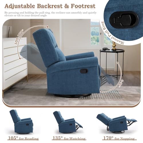 Manual Swivel Rocking Recliner with Adjustable Backrest & Footrest X378622
