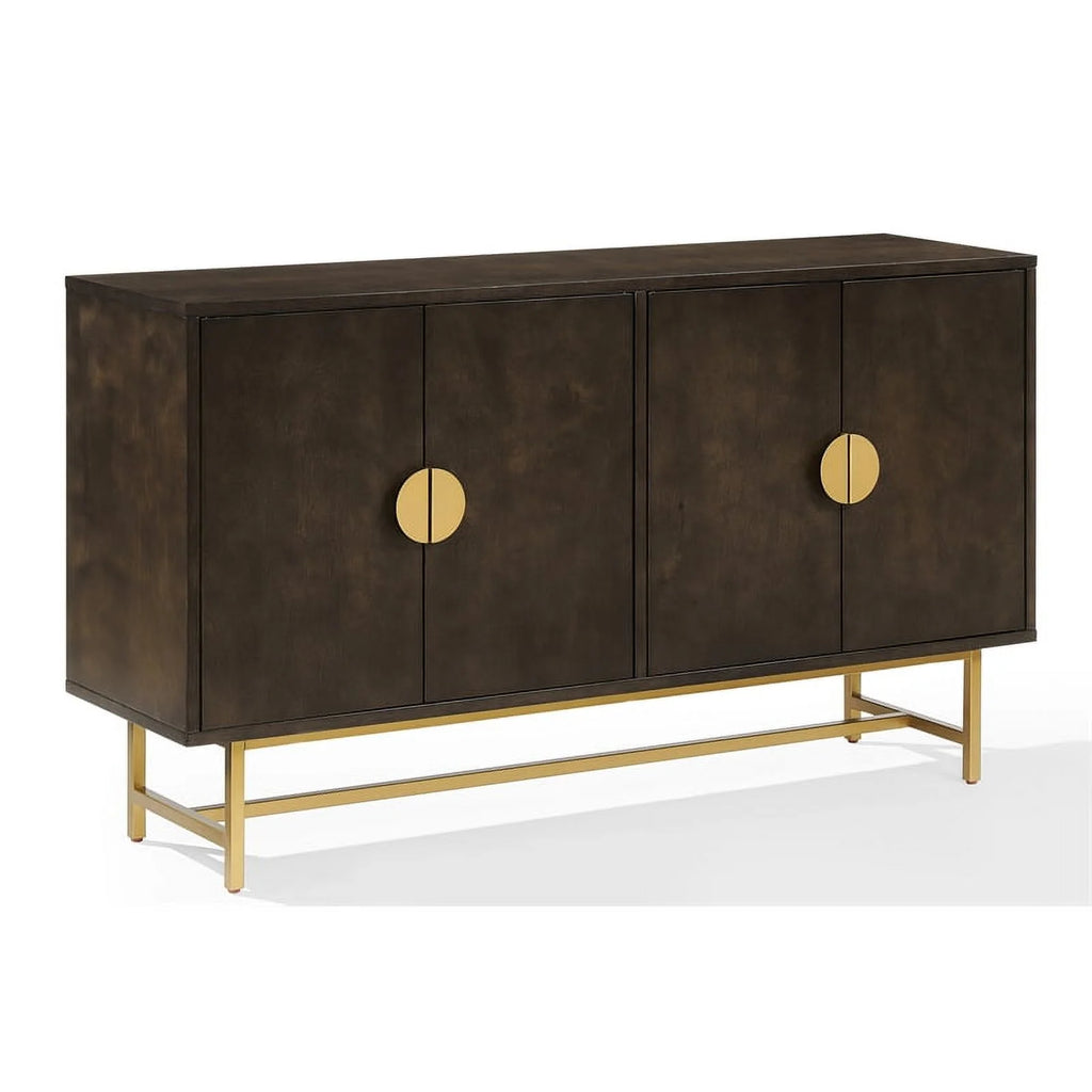Dark Brown/Gold Wood/Steel Sideboard H51018