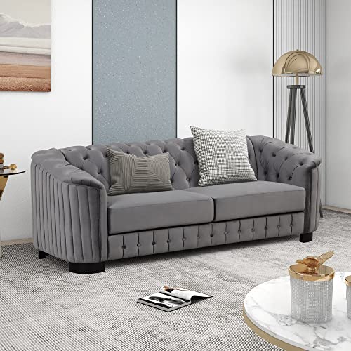 3 Piece Velvet Grey Sofa Set E552