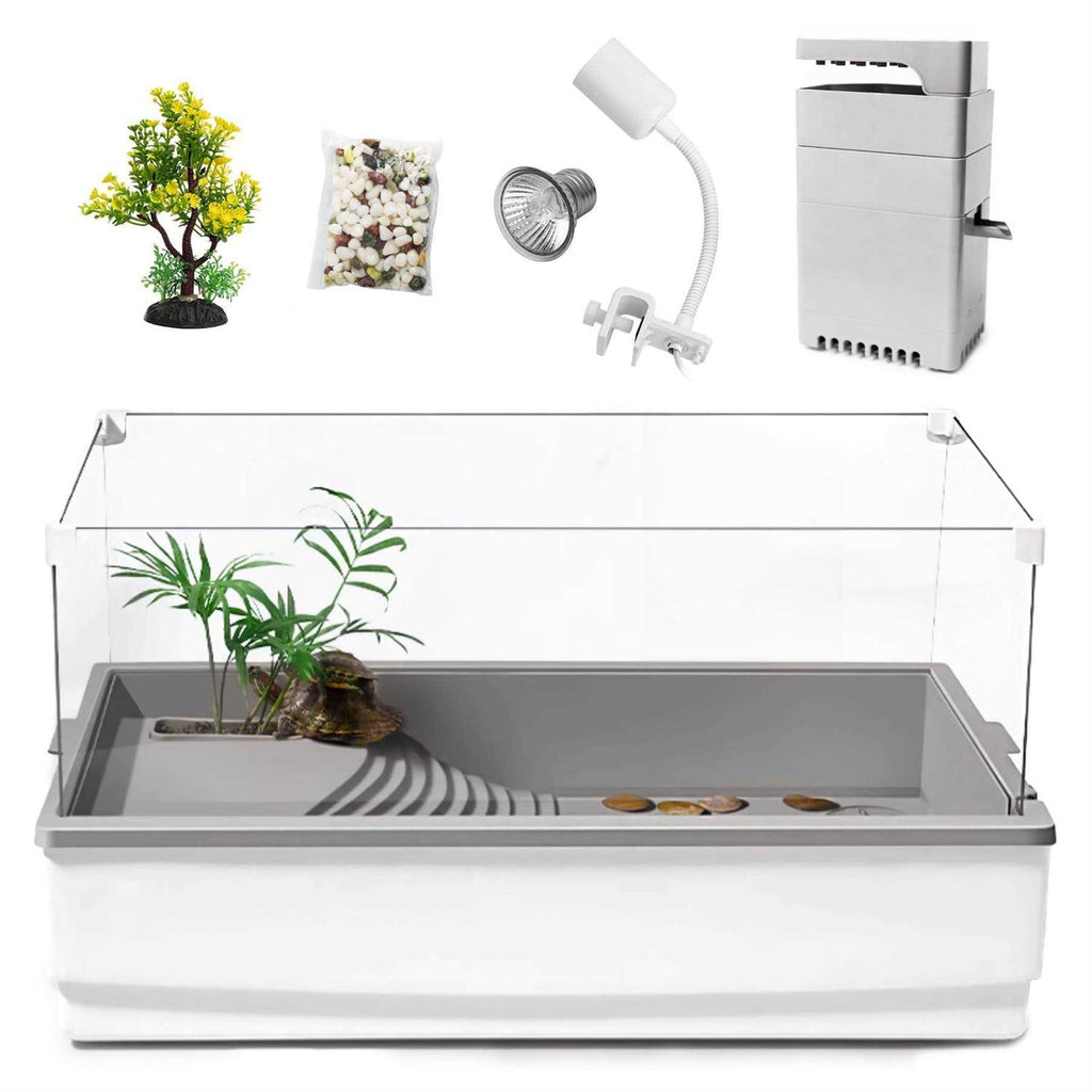 Acrylic Aquatic Tortoise Aquarium Starter Kit with Multi-Function Area D6228