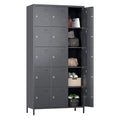 6 Door Metal Storage Locker with 18 Hooks, Black & Dark Grey V5677