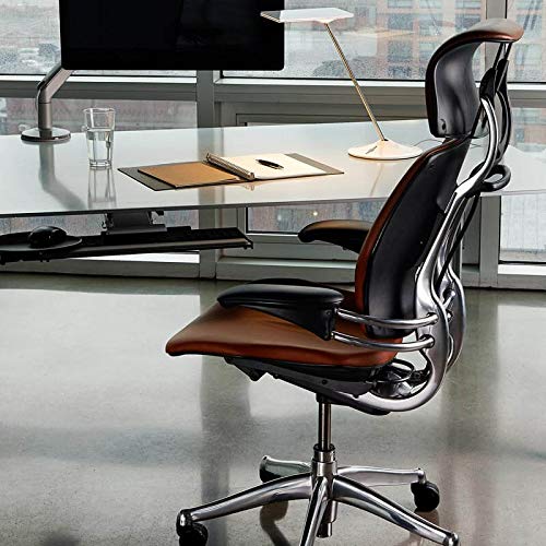 Polished Aluminum Ergonomic Office Chair with Headrest and Wheels Y392635