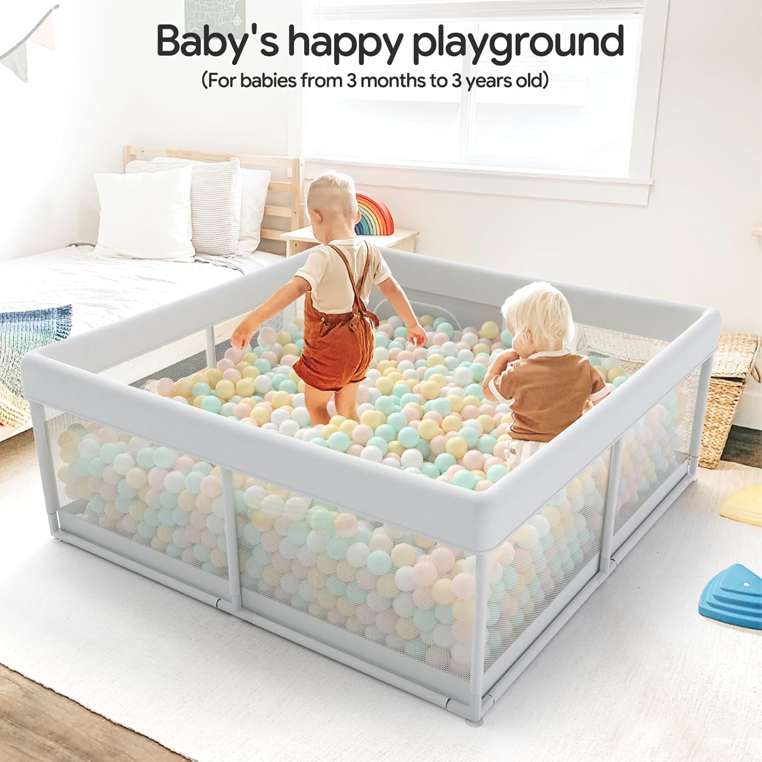 47x47inch Baby Playpen with Safety Non-Slip W795