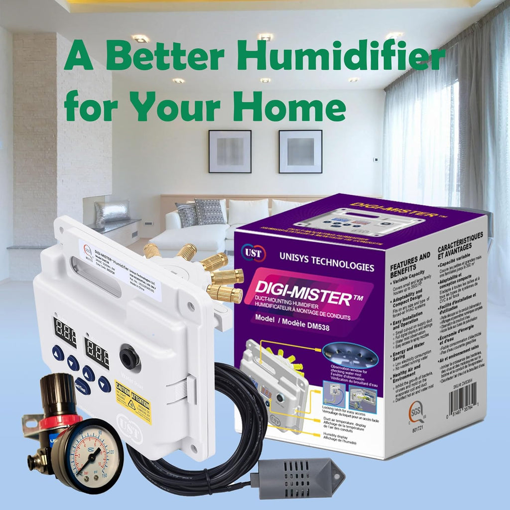 Evaporative Duct Mount Whole House Furnace Humidifier with 8 UV-C LEDs L656