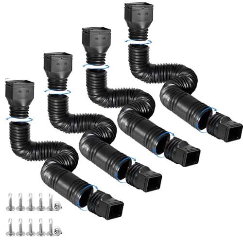 4 pack Flexible Rain Gutter Downspout Extensions Black A224282
