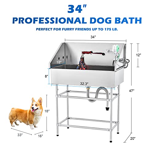 34 Inch Stainless Steel Dog Washing Station N635