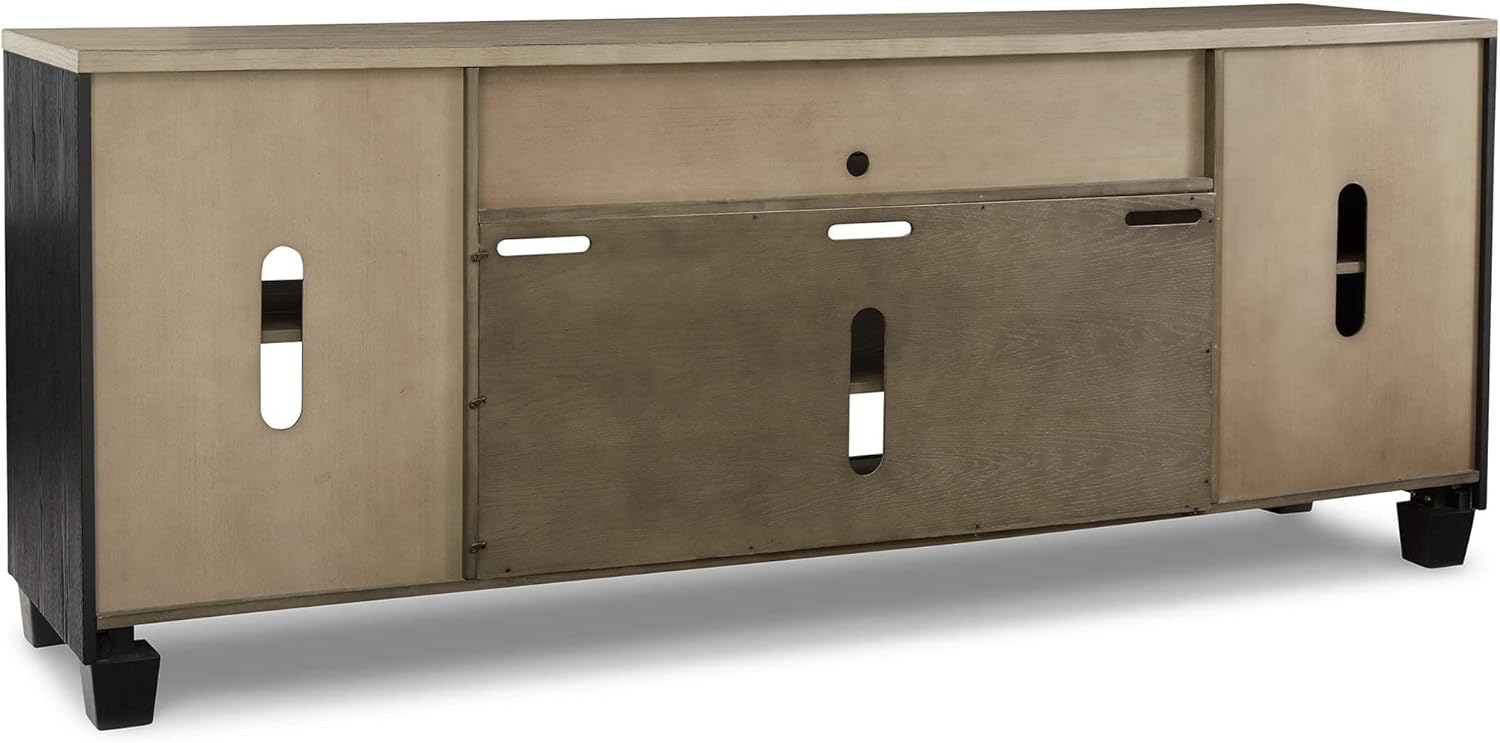 Black and Brown 2 Door Wood Glass TV Entertainment Media Console T74716