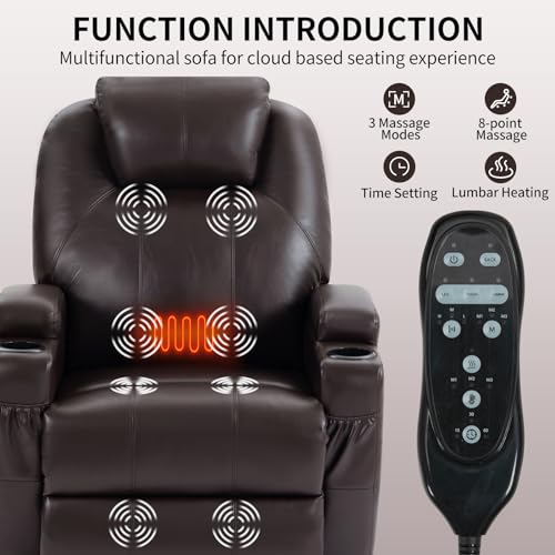Black Power Lift Recliner Chair with Heat and Massage A2759
