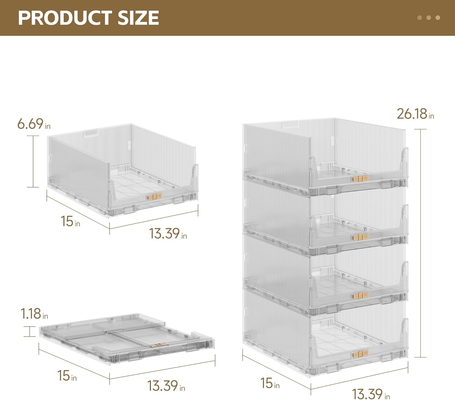 4 Pack Foldable Clear Storage Drawers O486671
